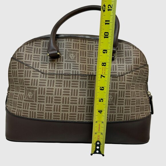 Anne Klein Brown & Beige Geometric Satchel Handbag With Detachable Strap - Picture 6 of 10